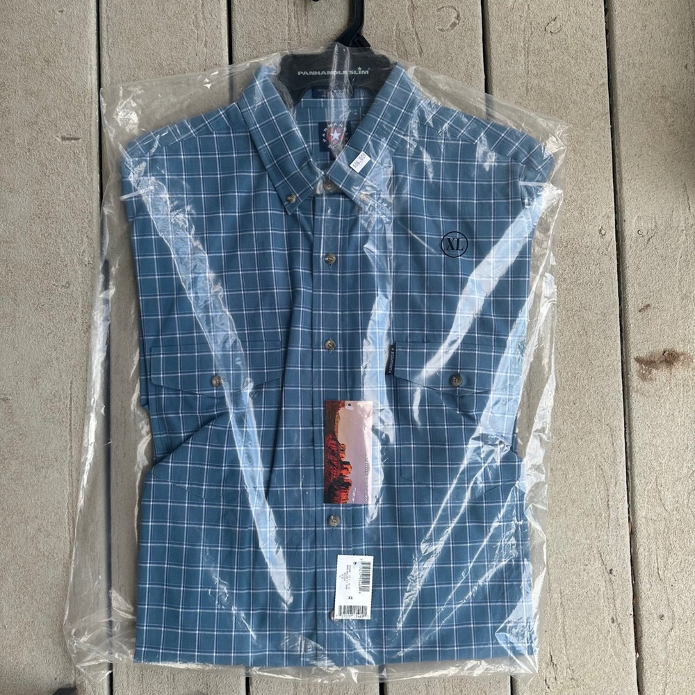 Panhandle Slim Plaid Button Down Shirt Long Sleeve Western XL‎